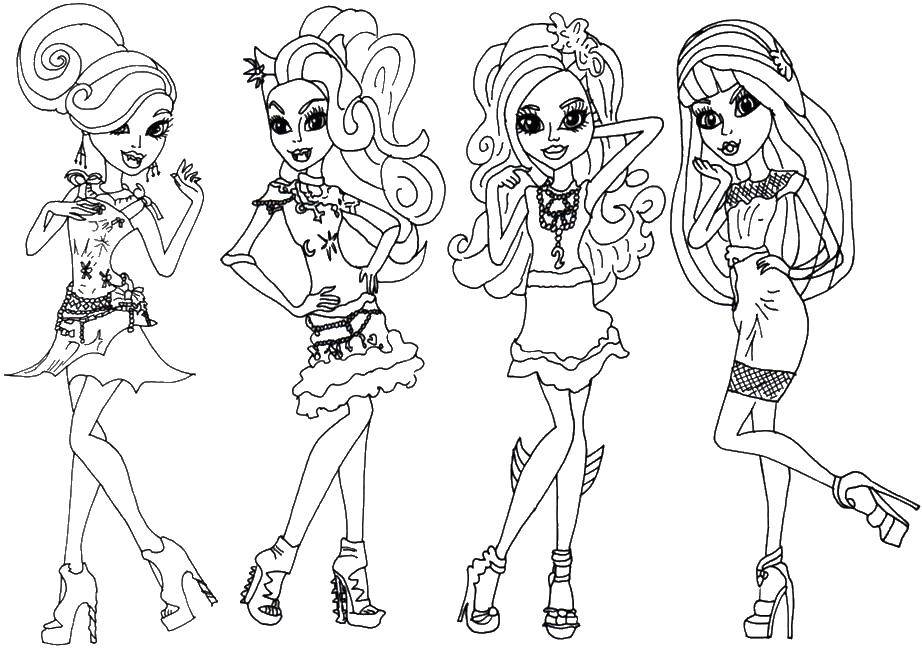 Coloring 2 dolls monster high. Category Monster high. Tags:  Monster high, doll, cartoon.