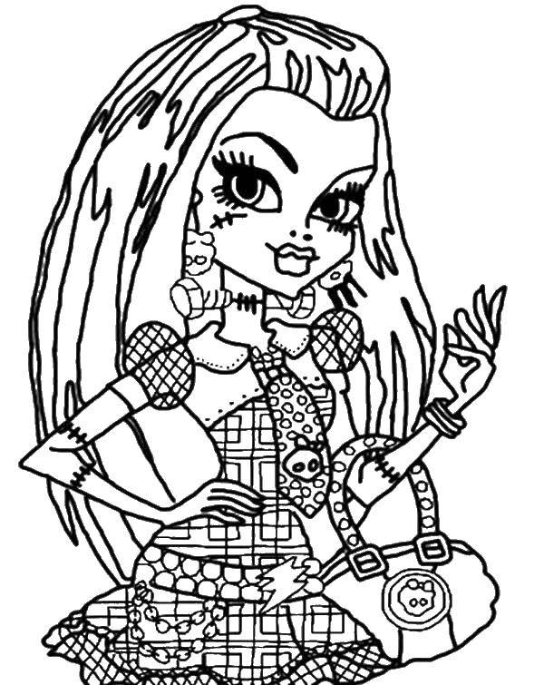 Coloring Frankie Stein from monster high. Category Monster high. Tags:  Monster high, Frankie Stein.