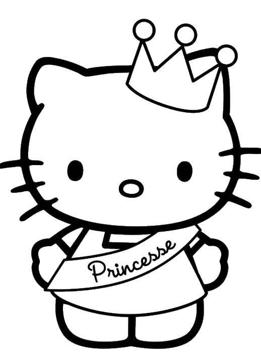 Coloring Kitty Princess with crown. Category Hello Kitty. Tags:  Kitty, Princess.