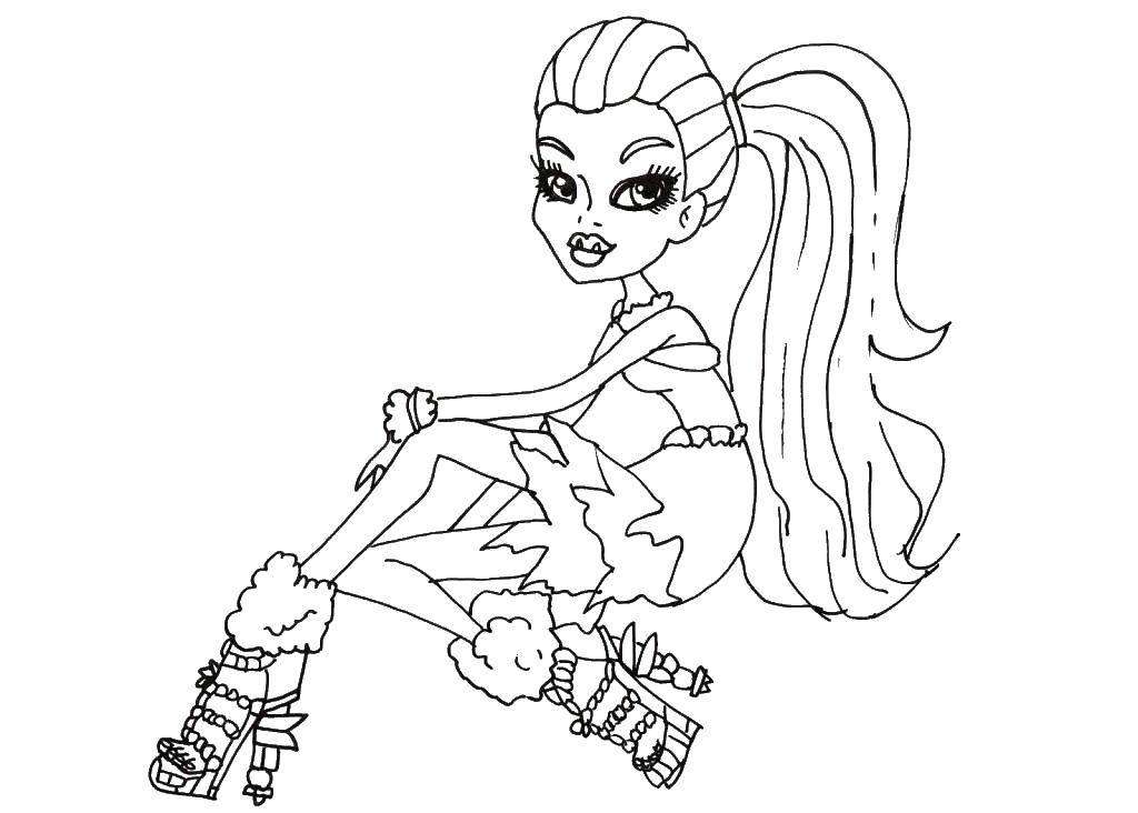 Coloring Beautiful doll of monster high. Category Monster high. Tags:  Monster high, doll, cartoon.