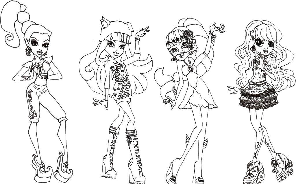 Coloring Beautiful girls from the monster high. Category Monster high. Tags:  Monster high girls.