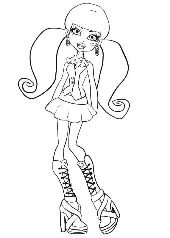 Coloring Doll monster high pigtails. Category Monster high. Tags:  Monster high, doll, cartoon, tails.