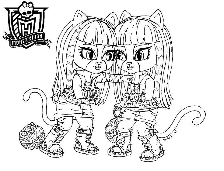 Coloring Monster high cat. Category Monster high. Tags:  Monster high, doll, cartoons, cats.