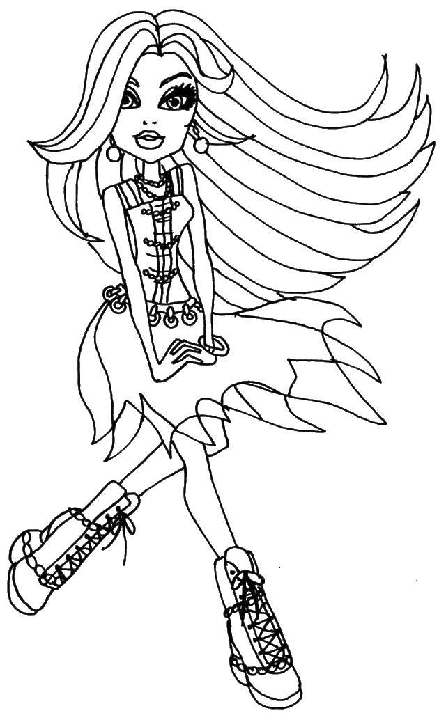 Coloring Monster high doll in a pretty dress. Category Monster high. Tags:  Monster high, doll, cartoon, dress.