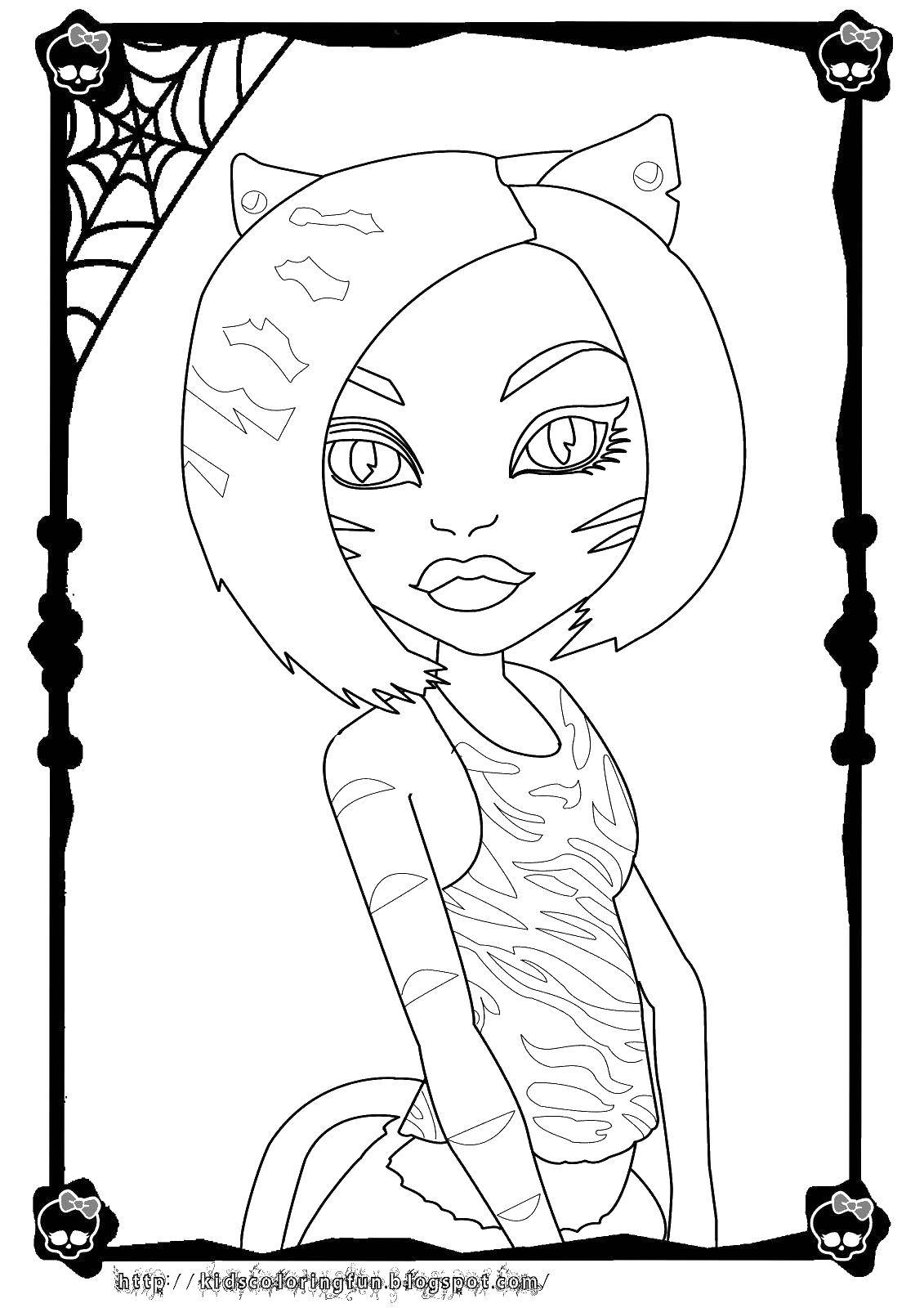Coloring Monster high doll in the style of cats. Category Monster high. Tags:  Monster high, doll, cartoon, cat.