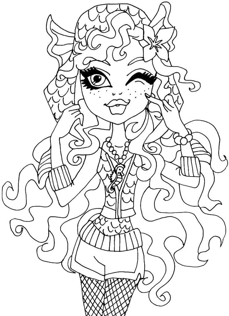 Coloring Monster high.. Category Monster high. Tags:  Monster high, doll, cartoon, scales.