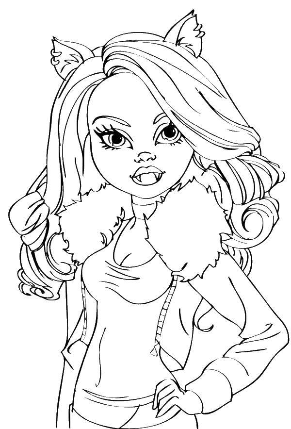 Coloring Monster high fangs and ears. Category Monster high. Tags:  Monster high, doll, cartoon.