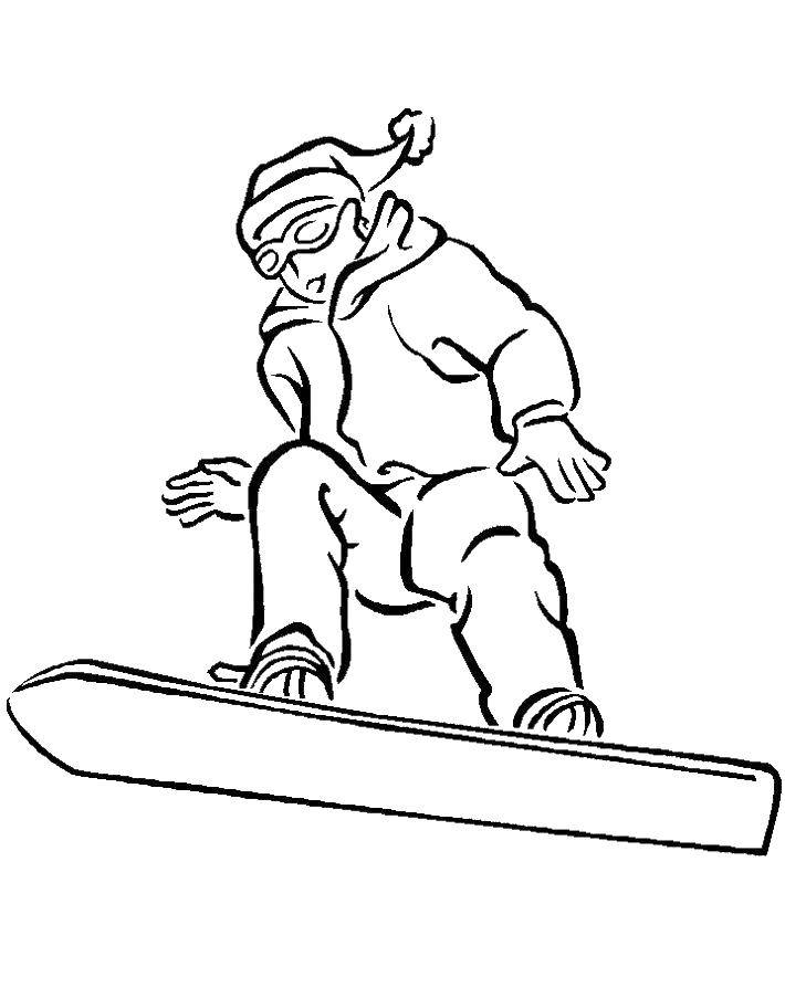 Название: Раскраска Сноубордист. Категория: спорт. Теги: сноудборд.