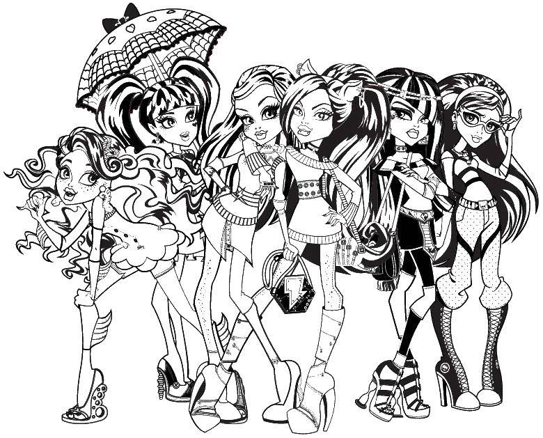 Coloring All the girls of monster high. Category Monster high. Tags:  Monster high, doll, cartoon.