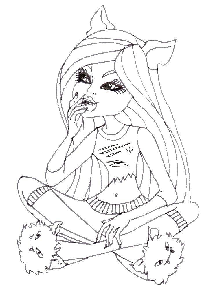 Coloring Doll with ears monster high. Category Monster high. Tags:  Monster high, doll, cartoon.