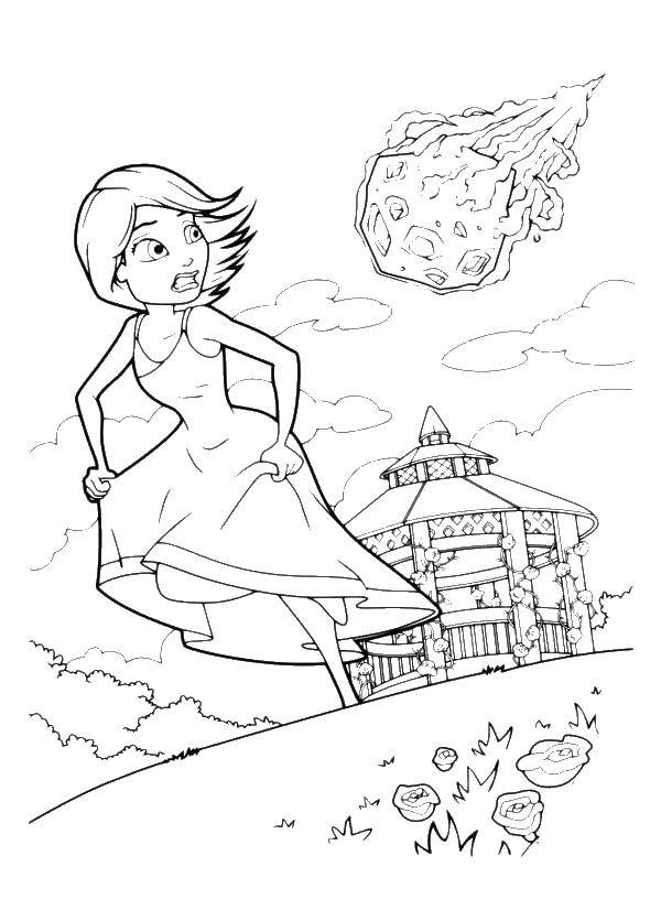 Coloring Meteorite. Category cartoons. Tags:  the girl, a meteorite.