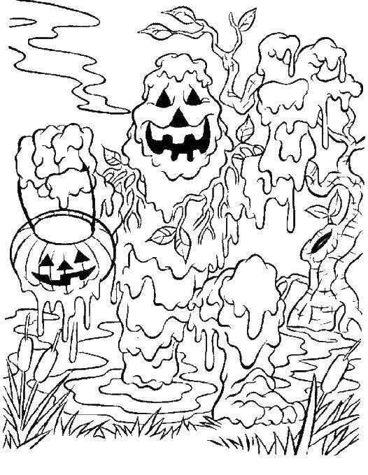 Coloring The Ghost and pumpkin. Category Monsters. Tags:  monsters, ghosts, pumpkins.
