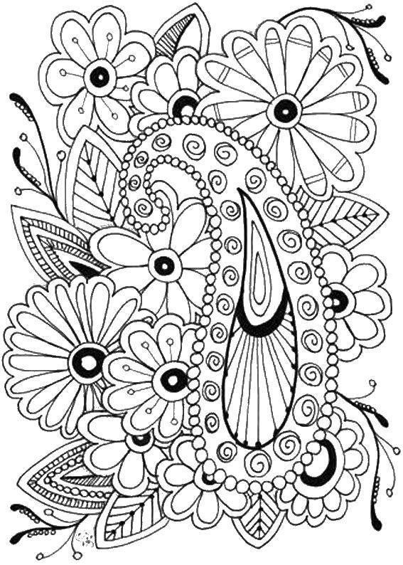 Coloring Flowers, patterns. Category coloring antistress. Tags:  flowers, patterns, coloring antistress.