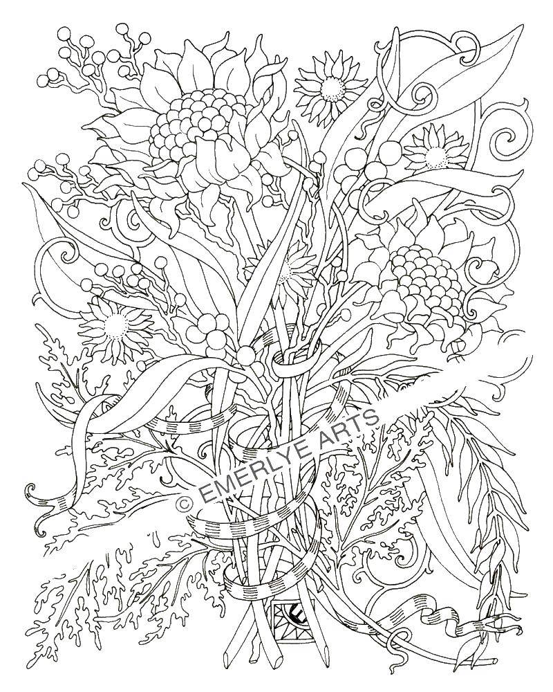 Coloring Flowers, plants. Category coloring antistress. Tags:  plants, flowers, coloring antistress.