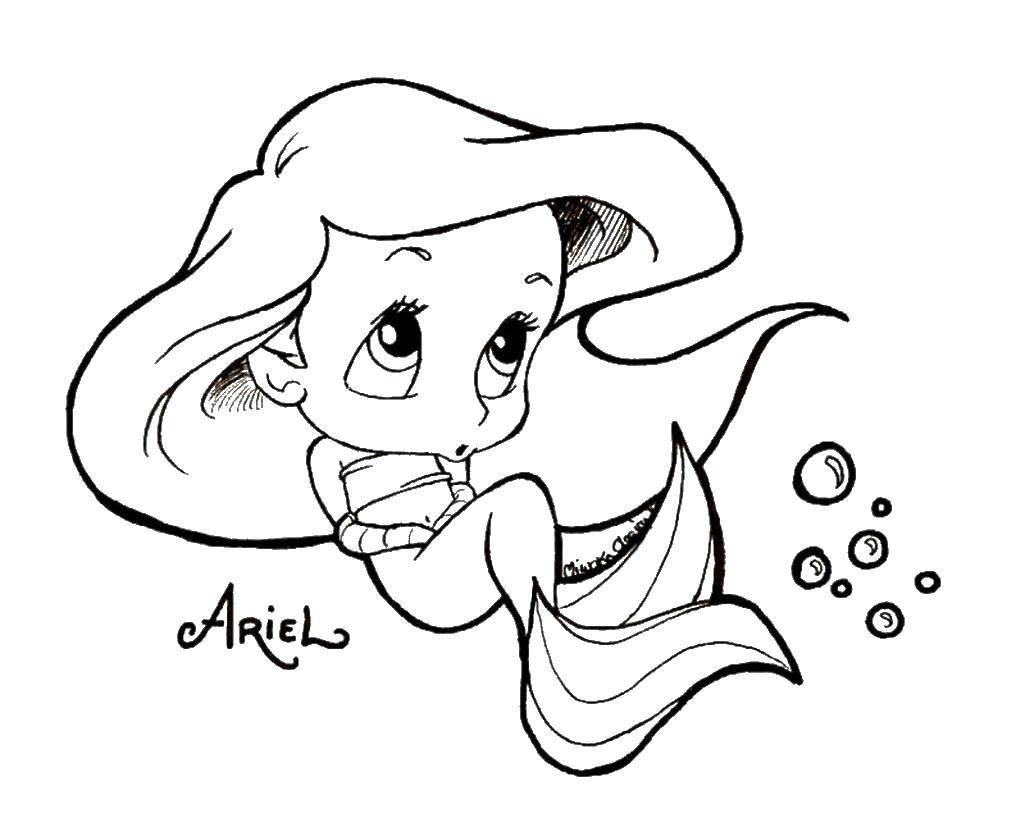 Coloring Baby Ariel. Category the little mermaid Ariel. Tags:  Ariel, mermaid.