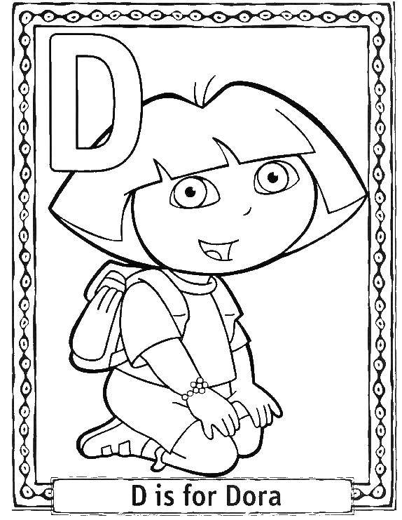Coloring Dasha traveler sits. Category English alphabet. Tags:  The English alphabet, Dora.