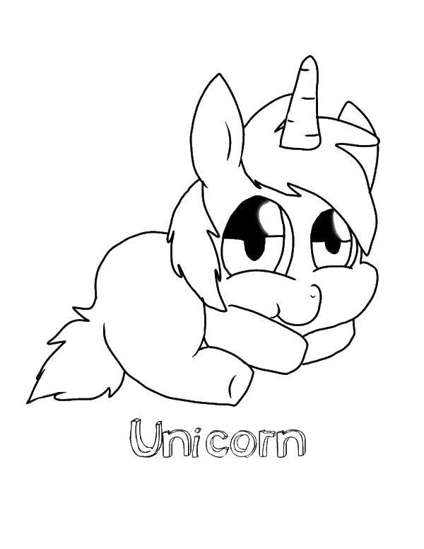 Coloring Unicorn. Category animals cubs . Tags:  the unicorn, the cub.