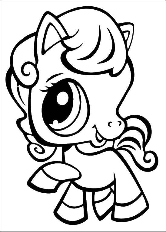 Coloring Ponies with big eyes. Category animals cubs . Tags:  Ponies.