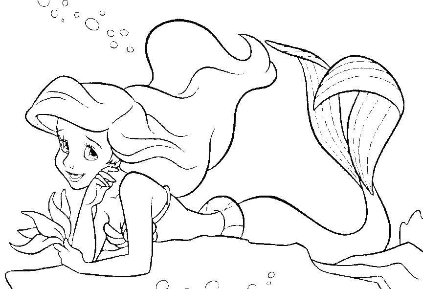 Coloring Mermaid Ariel is on the rock. Category the little mermaid Ariel. Tags:  Ariel, mermaid.