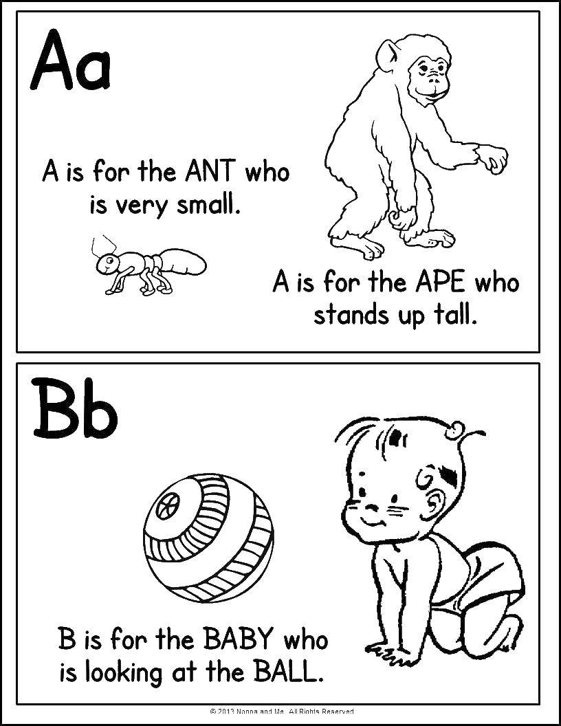 Coloring English alphabet with pictures and captions. Category English alphabet. Tags:  English alphabet picture.