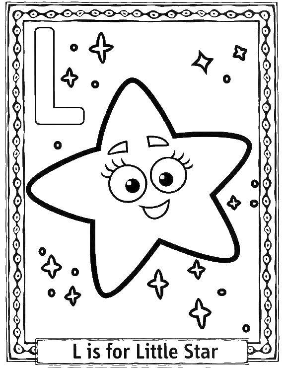 Coloring L little star. Category English alphabet. Tags:  the English alphabet, L, little star.