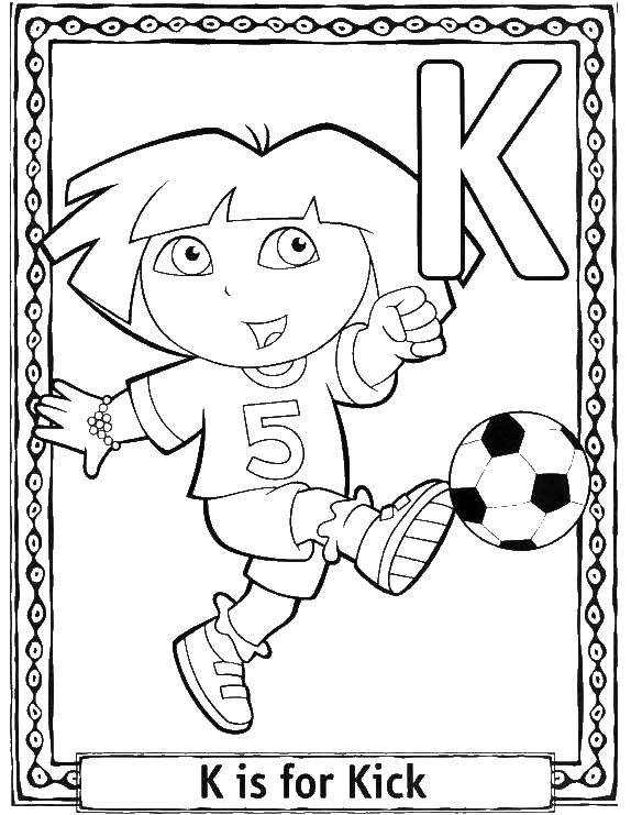 Coloring P stands for kick. Category English alphabet. Tags:  n, to kick.