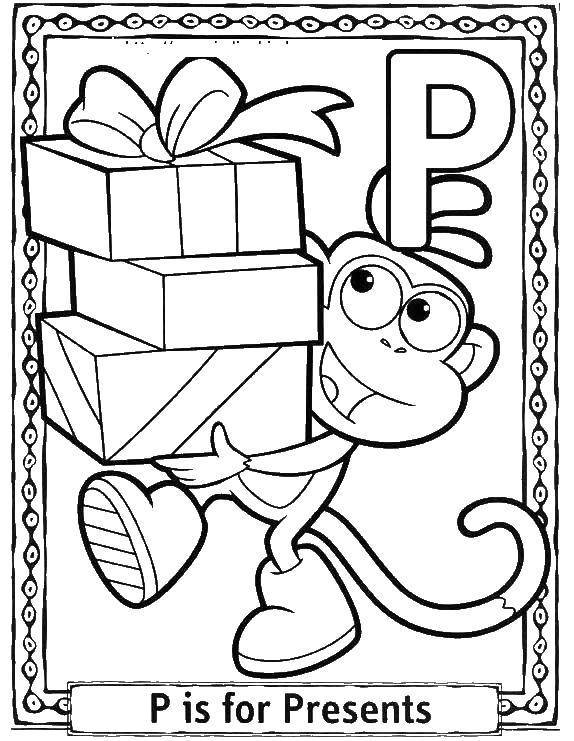 Coloring P stands for gifts. Category English alphabet. Tags:  English alphabet, P, gifts.