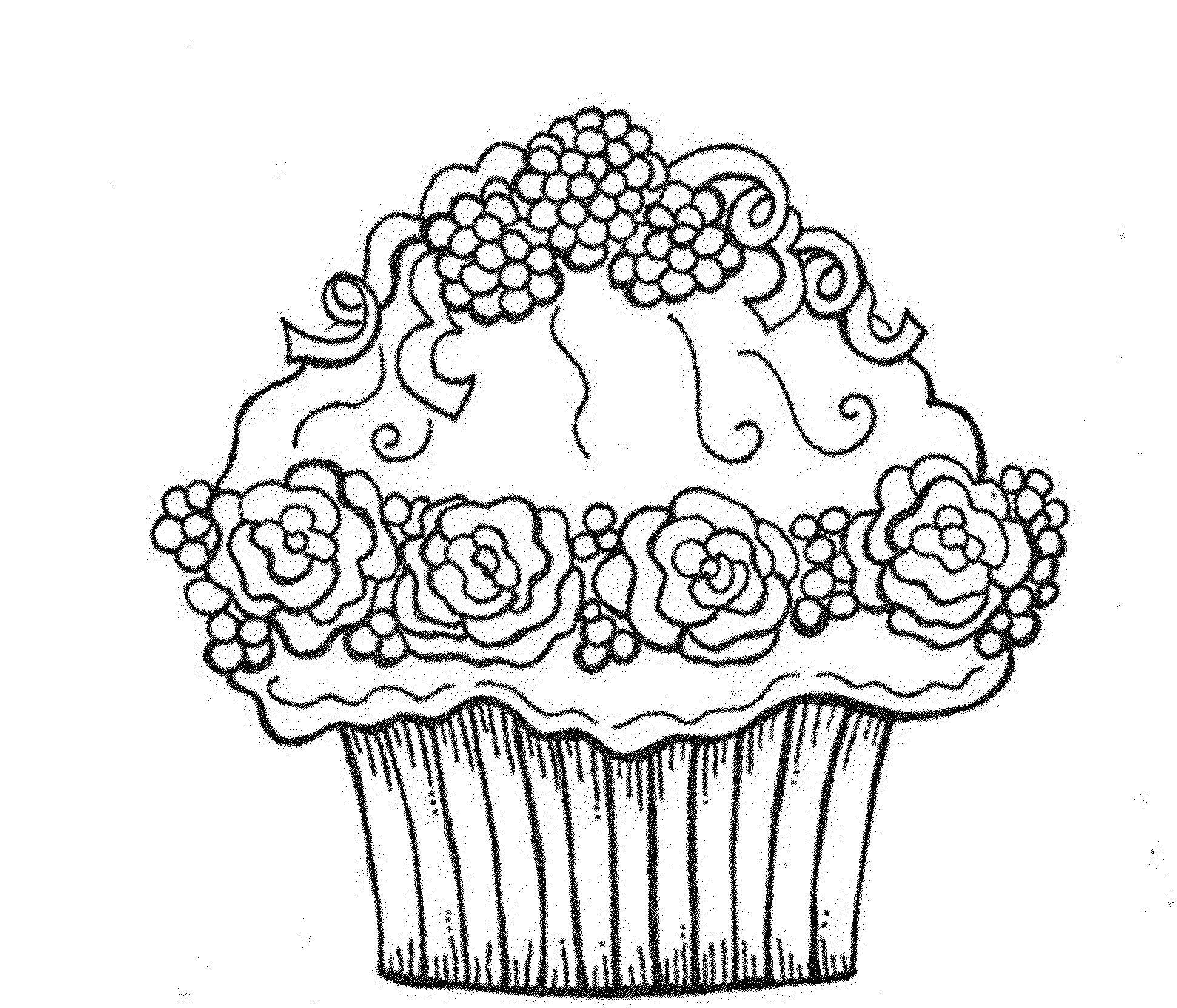 Название: Раскраска Кекс с цветочками. Категория: Еда. Теги: кекс, еда.