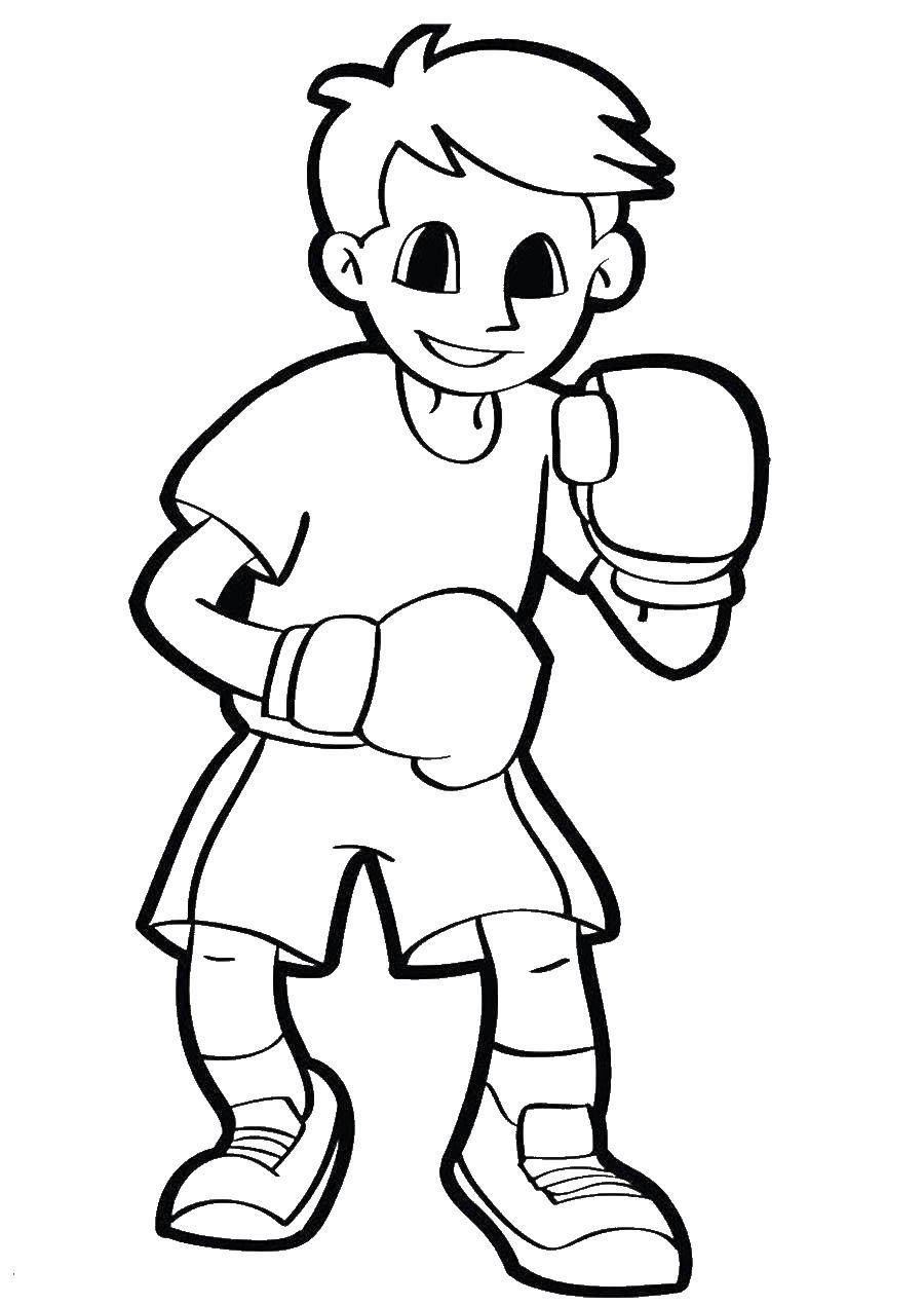 Название: Раскраска Мальчик в боксерских перчатках. Категория: спорт. Теги: Мальчик, спорт, бокс.