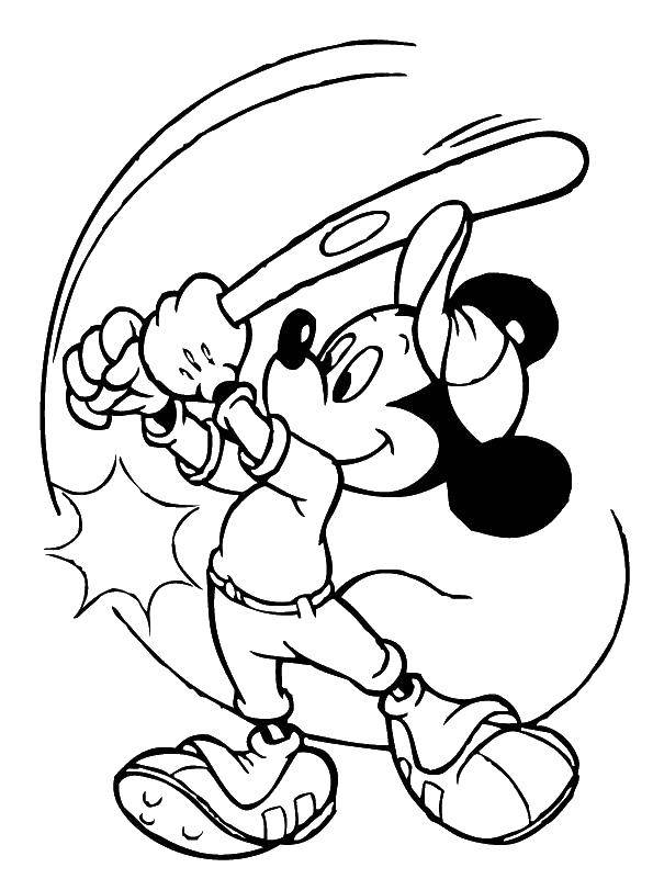 Coloring Mickey mouse with a bat. Category Mickey mouse. Tags:  Mickymaus, bat.