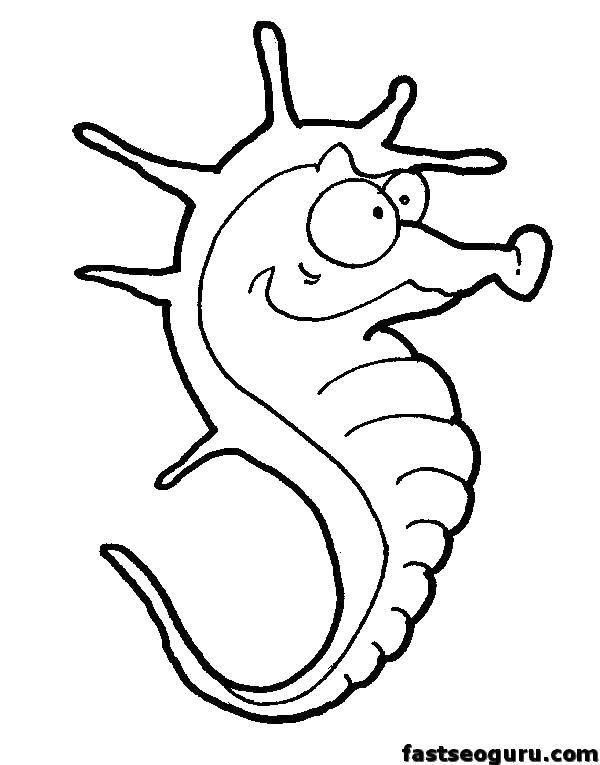 Название: Раскраска Смешной морской конёк. Категория: морское. Теги: Подводный мир, морские коньки.