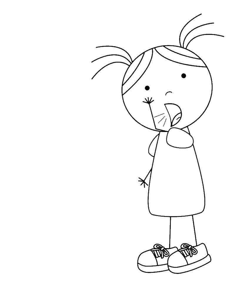Coloring Girl screams. Category Coloring pages for kids. Tags:  girl.