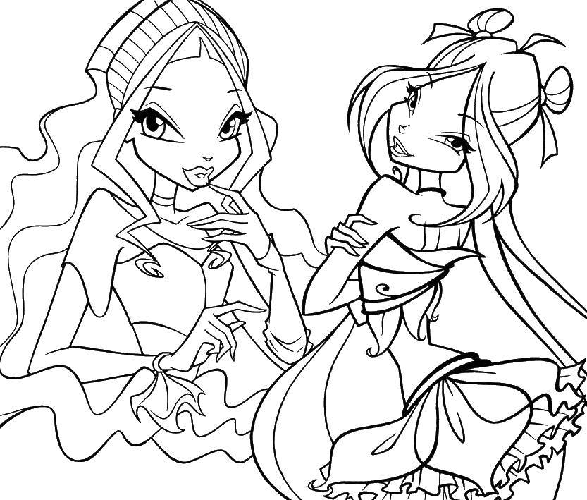 Coloring Layla and flora from winx club. Category Winx. Tags:  Winx, Fairies.