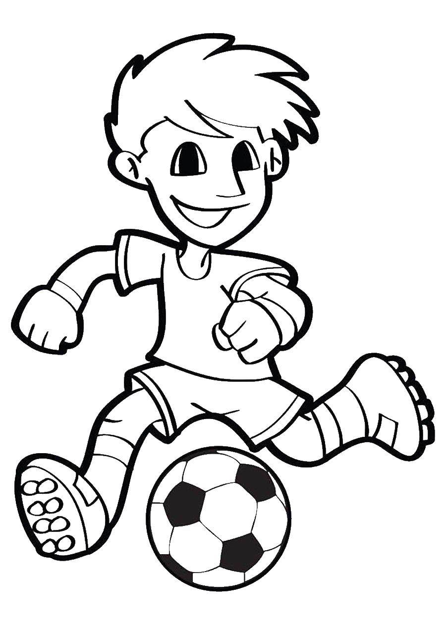 Coloring Football player with ball. Category sports. Tags:  Sports, soccer, ball, game.