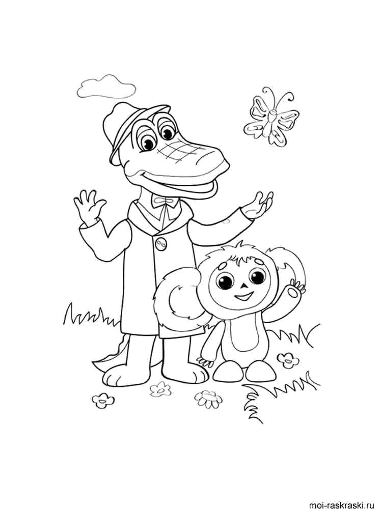 Coloring Gena and Cheburashka. Category Soviet coloring. Tags:  Cartoon character.
