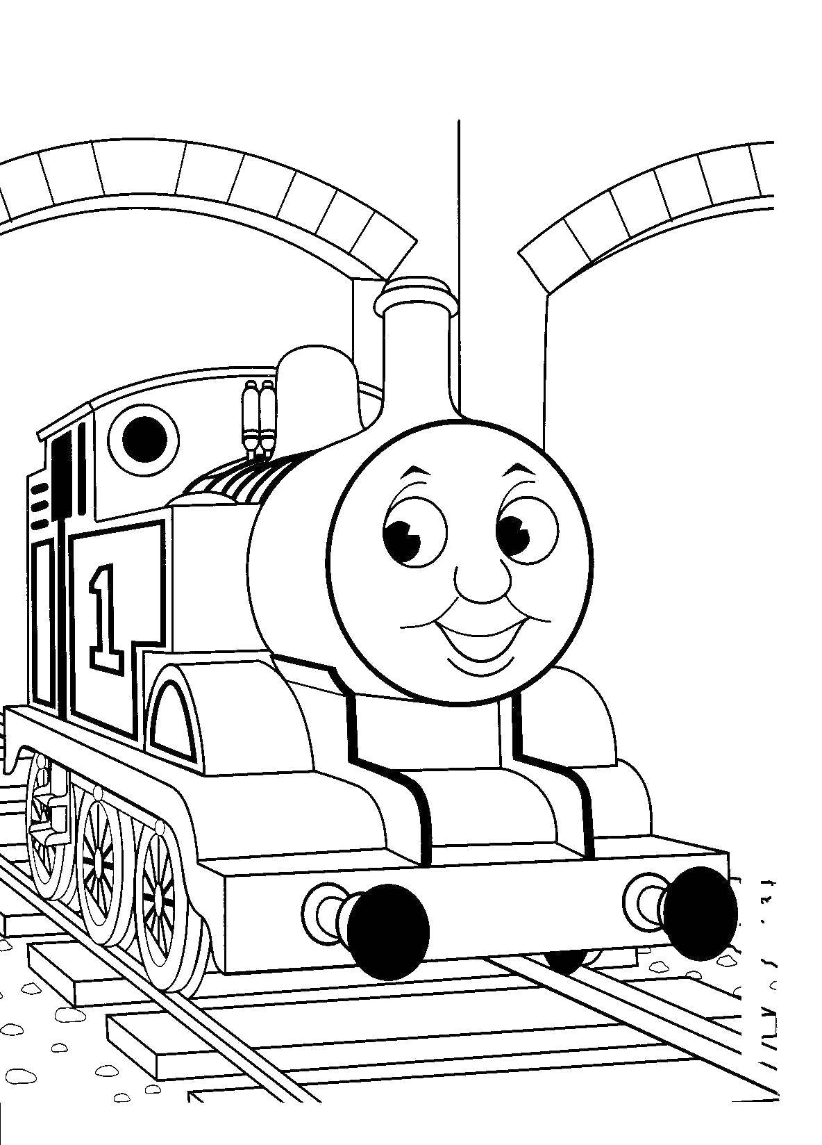 Coloring Thomas the tank engine.. Category train. Tags:  Cartoon character.