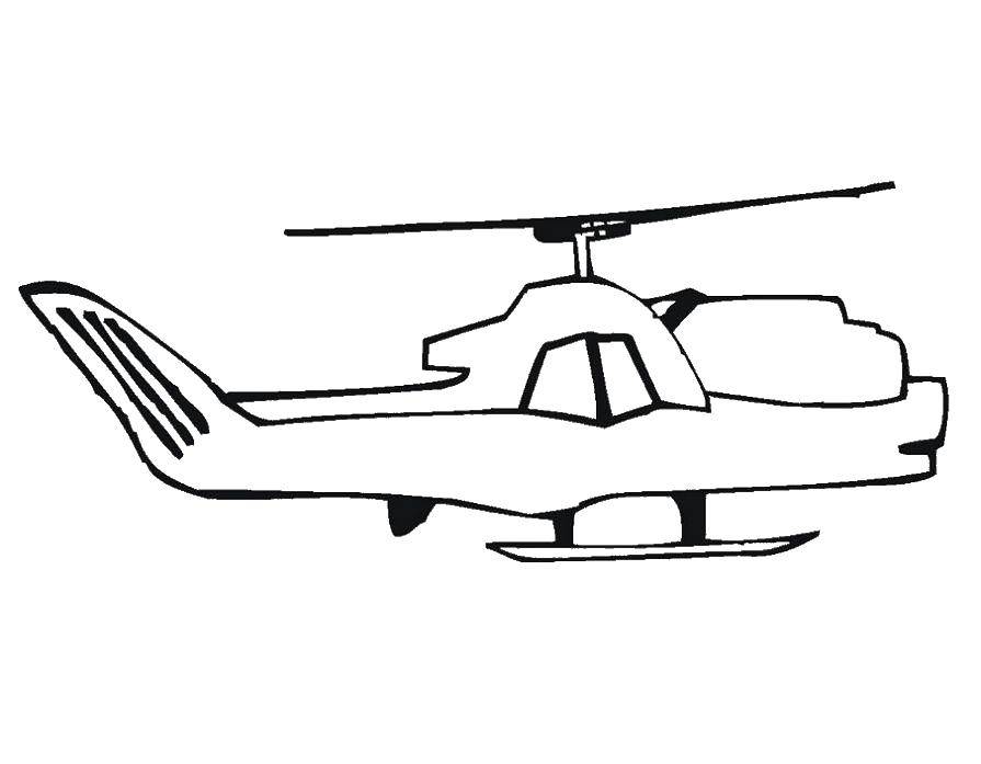 Coloring The helicopter flies in the sky. Category for boys . Tags:  Gunship.