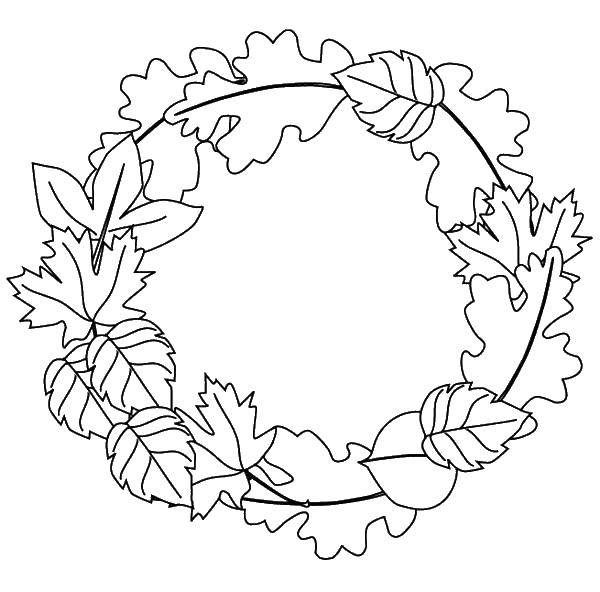 Coloring A wreath of leaves. Category The contours of the leaves. Tags:  Leaves, tree.