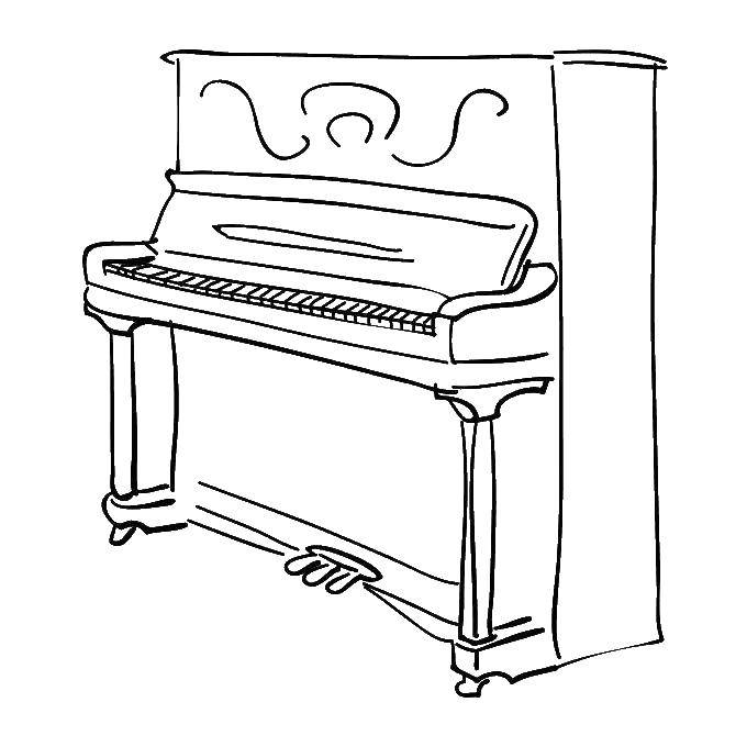 Название: Раскраска Пианино.. Категория: музыкальные инструменты. Теги: Музыка, инструмент, музыкант, ноты.