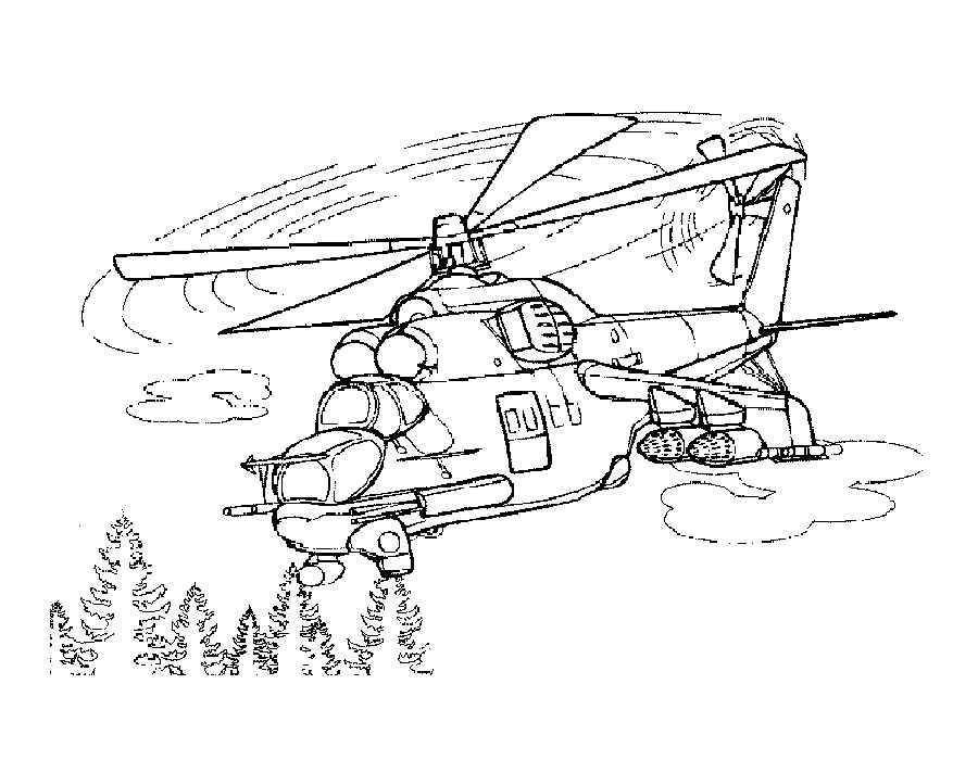 Coloring Military helicopter. Category military. Tags:  Gunship.
