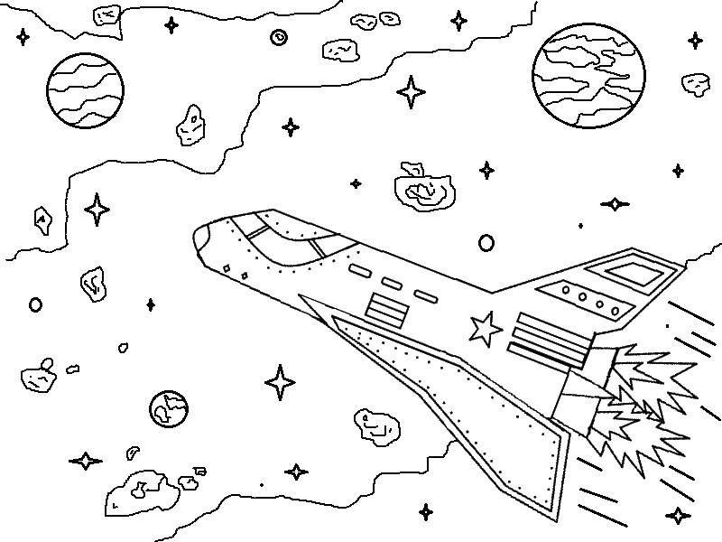 Название: Раскраска Космическая ракета между планет. Категория: Космические раскраски. Теги: Космос, ракета, звезды.