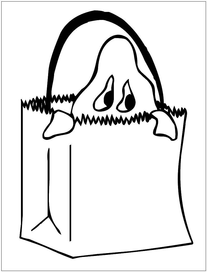 Coloring Bringing in the package for food. Category Halloween. Tags:  Halloween Ghost, .