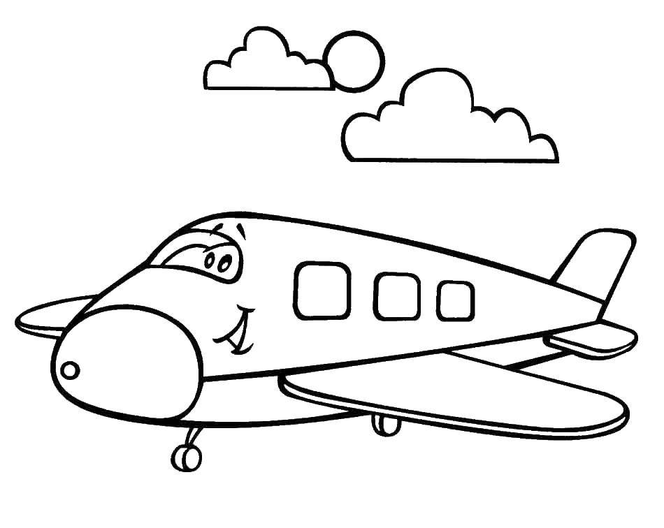 Название: Раскраска Самолёт летит в небе. Категория: самолеты. Теги: Самолёт.