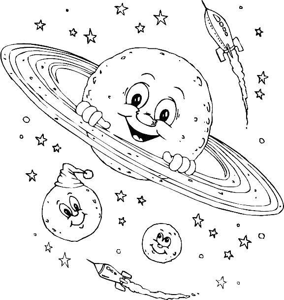 Coloring Fun planet. Category Space coloring pages. Tags:  Space, planet, universe, Galaxy.