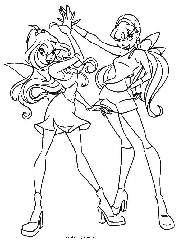 Coloring Bloom and Stella best friends. Category fairies. Tags:  Character cartoon, Winx.