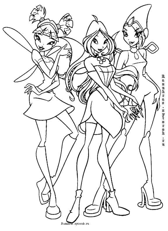 Coloring Bloom, Musa and Tecna.. Category fairies. Tags:  Character cartoon, Winx.
