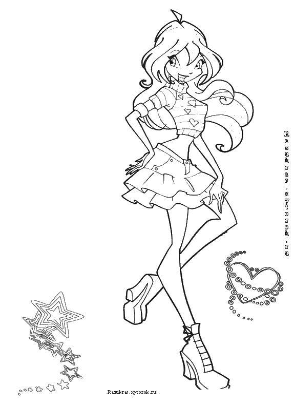 Coloring Bloom on the platform. Category fairies. Tags:  Character cartoon, Winx.