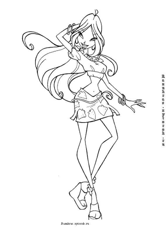 Coloring Bloom with strawberries. Category fairies. Tags:  Character cartoon, Winx.