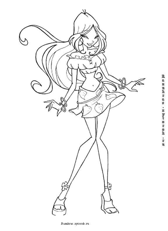 Coloring The redhead bloom. Category fairies. Tags:  Character cartoon, Winx.