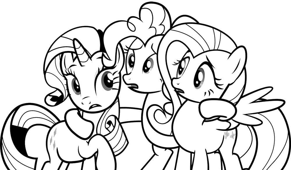 Название: Раскраска Три пони. Категория: Пони. Теги: Пони, My little pony .